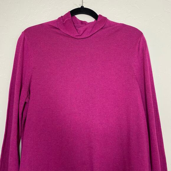 NIC + ZOE Magenta Purple Cotton Blend Turtleneck Sweater Size Medium - Picture 2 of 9